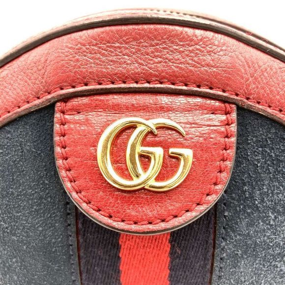 Gucci GG Marmont Sherry Line Mini Round Ophidia 550618 Shoulder Bag Suede/leathe - Picture 2 of 10
